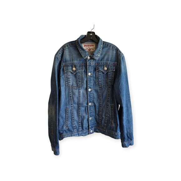 True Religion World Tour Trucker Jacket Denim Size 2XL